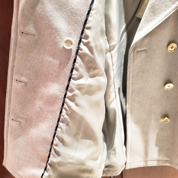 J Crew Italian Wool Peacoat, Heather Silver - Picture 2 of 4